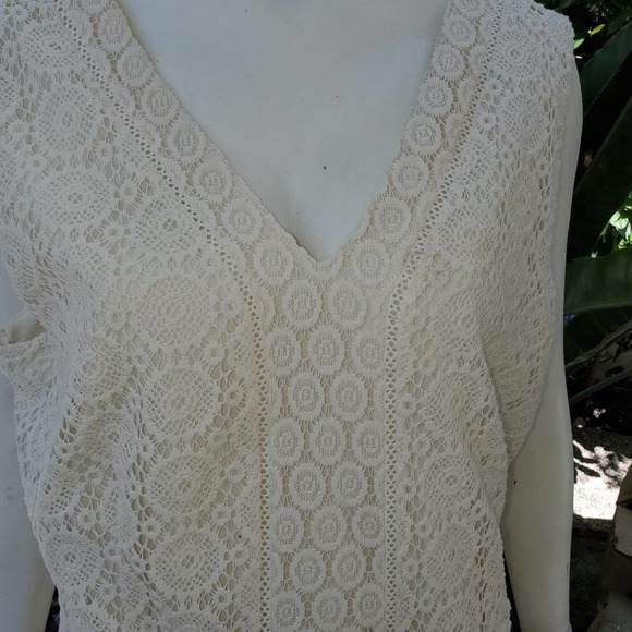 Cotton Crochet Lace Sleeveless Dress Charter Club 2X Ivory Cream* - Picture 3 of 10